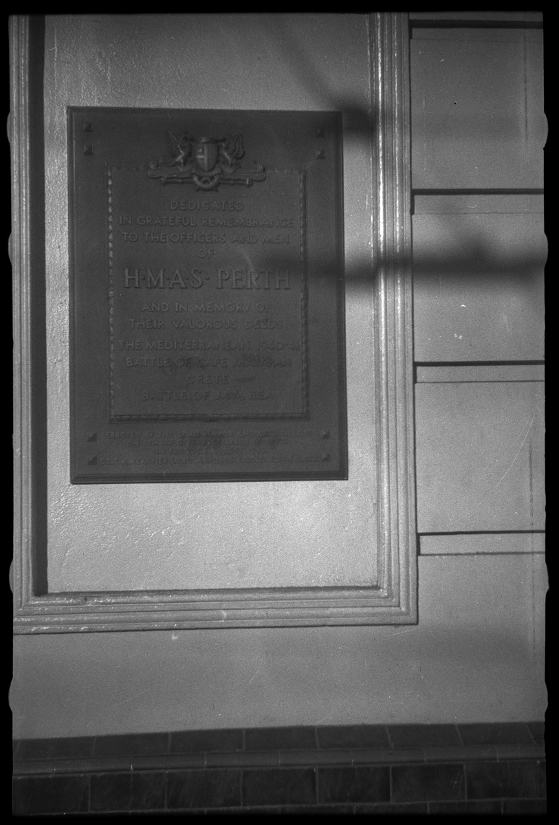 Commemorative plaque to HMAS Perth in the Perth Town Hall tower ...