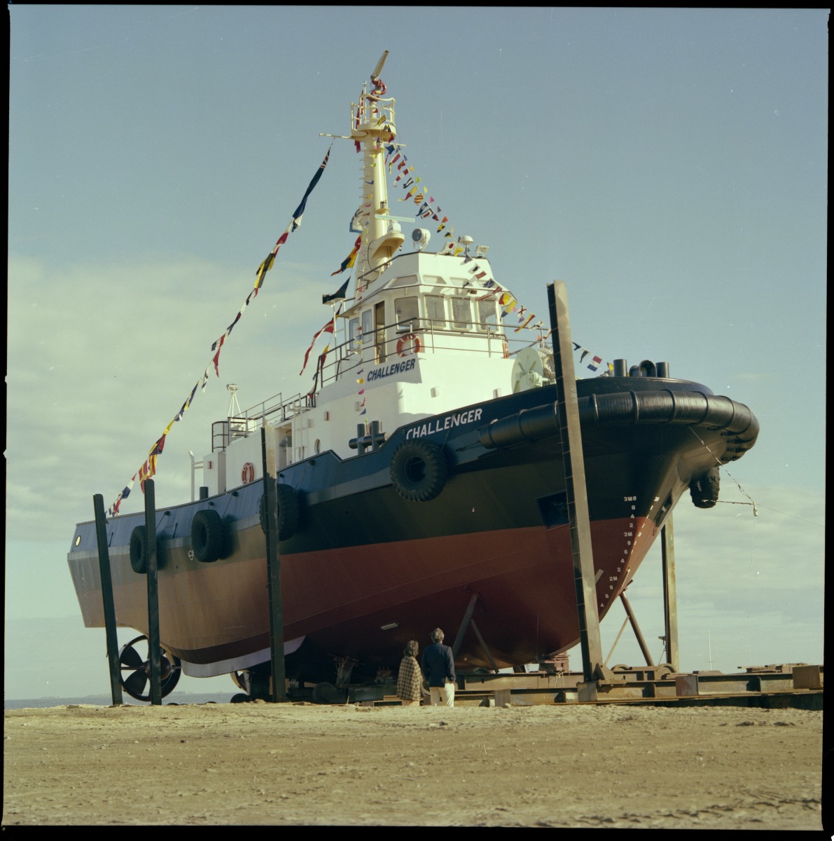 Tugboat Challenger ready for launch at Jervoise Bay near Fremantle, 5 ...