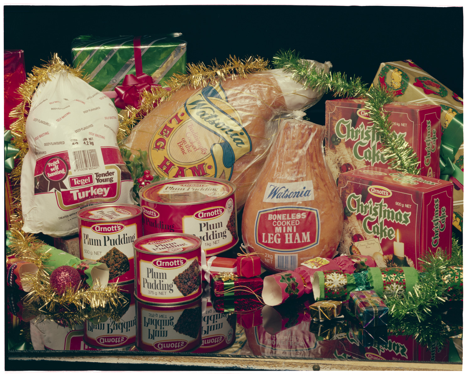 Decorated Christmas food products for a Foodland supermarket catalogue