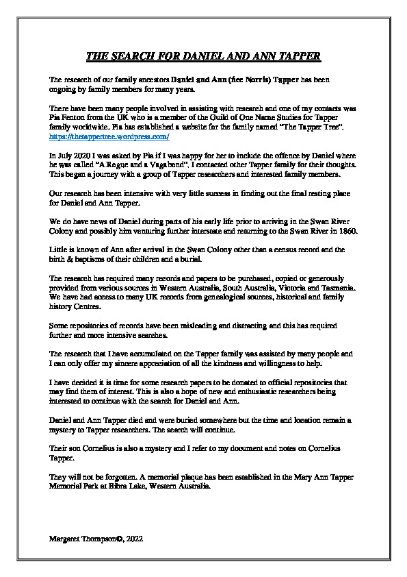 Tapper Family history papers, - PDF 246.7 KB